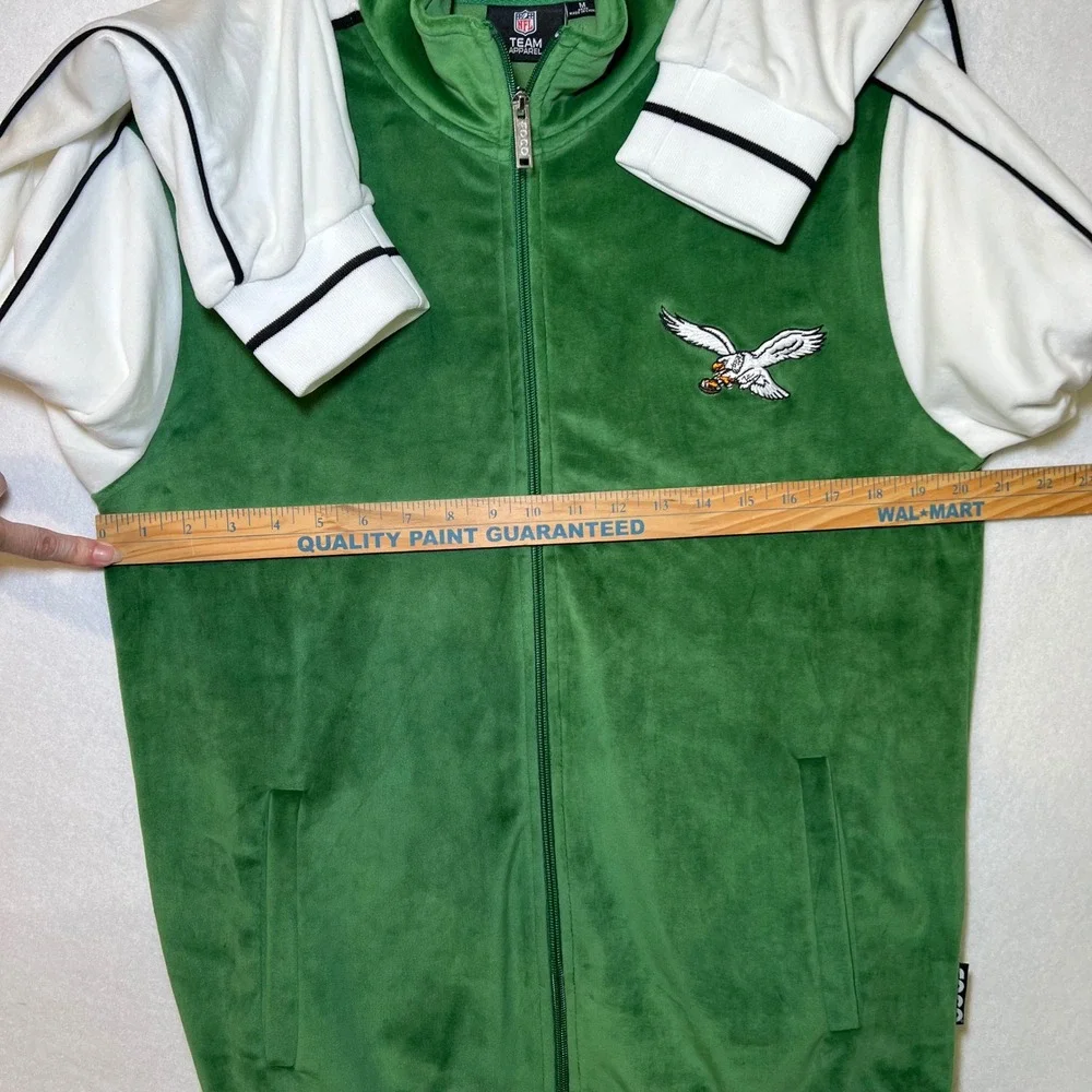 New Foco Philadelphia Eagles NFL Velour Track Zip Retro Jacket Kelly Green Men M